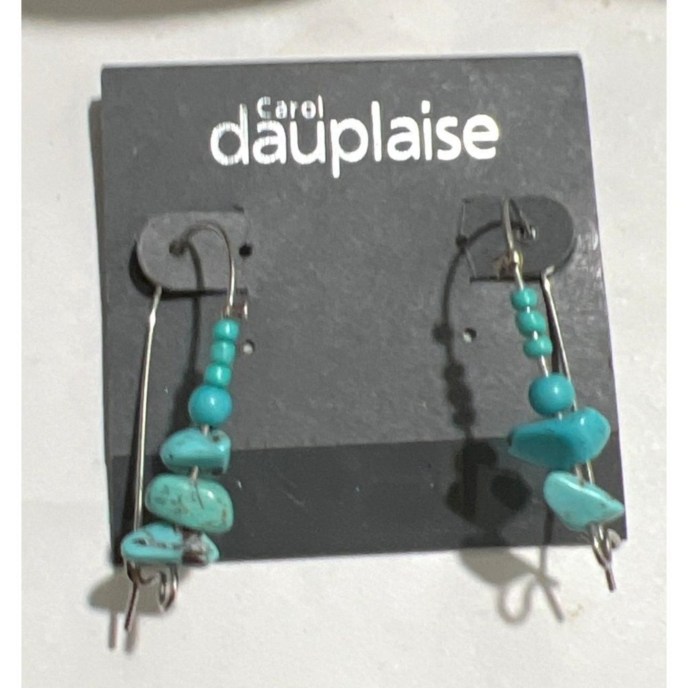 Carol Dauplaise Turquoise And Silver Dangle Earrings